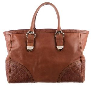 Leather Guccissima Trimmed Large Signoria Tote Bag